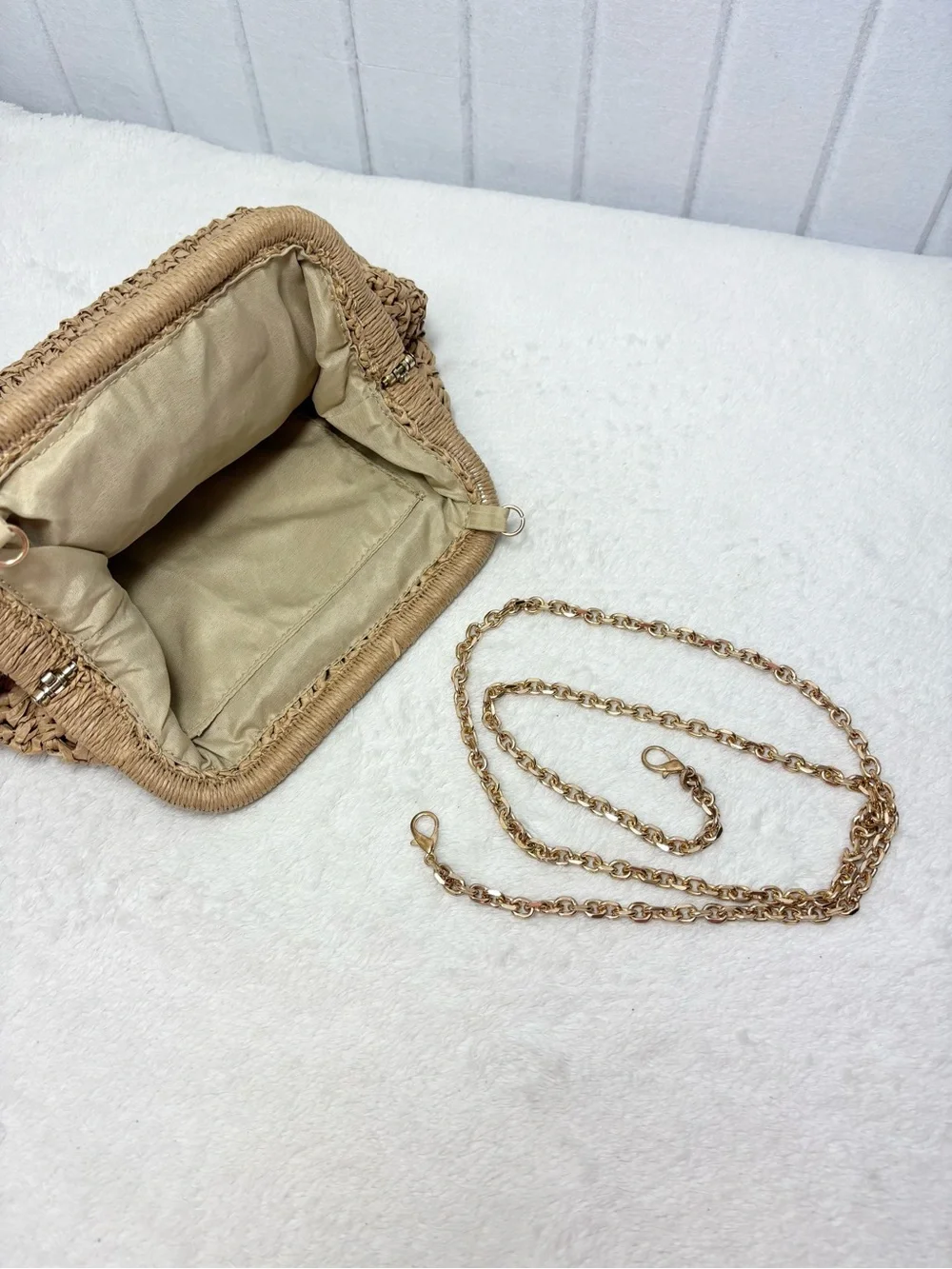 Straw Shell Embellished Crossbody Bag - Natural - Picture 11 of 12